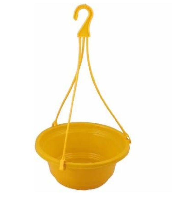 Karishma Basket Hanging Pot 10 Inch With Stick (Pack of 5 Pots Yellow) By Plantogallery