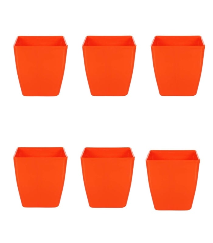 Pearl Pot 5 Inch Square Pots (Pack of 5 Pots Orange)  By Plantogallery