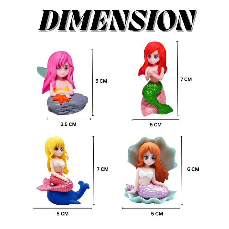 Mini Beach Mermaid Figurine Set of 4 – Cute Ocean Theme Decorative Collectibles
