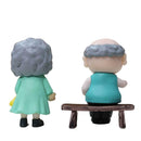 Grandparents Couple Miniature with Bench – Adorable Decorative Figurine for Home & Gifting