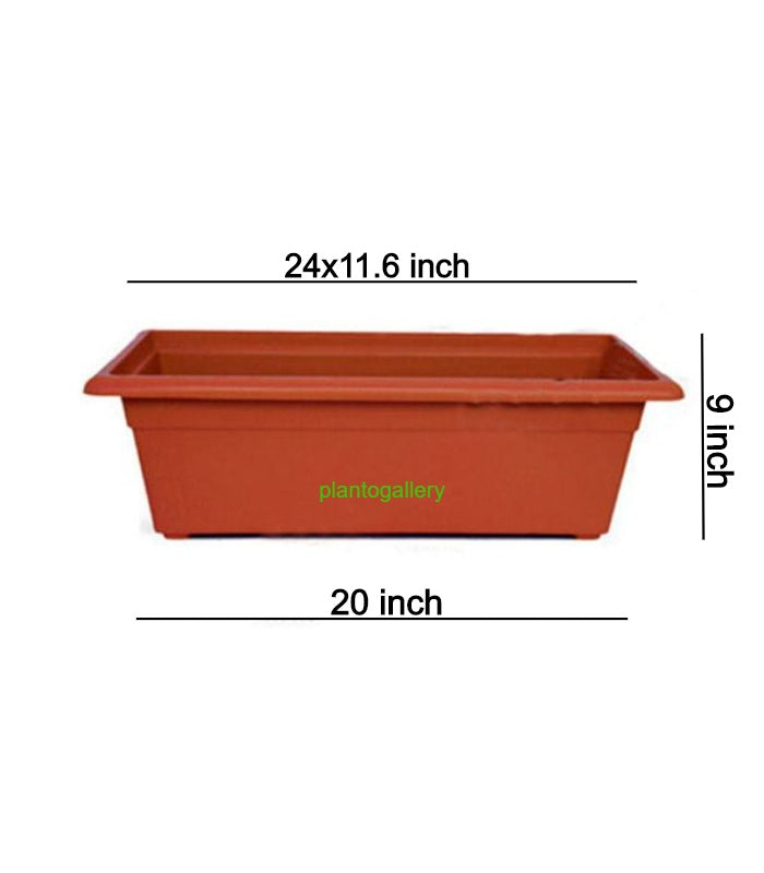 Plantogallery Window Planter Plastic Pot 24 Inch (Pack of 5 Pots Terracotta)