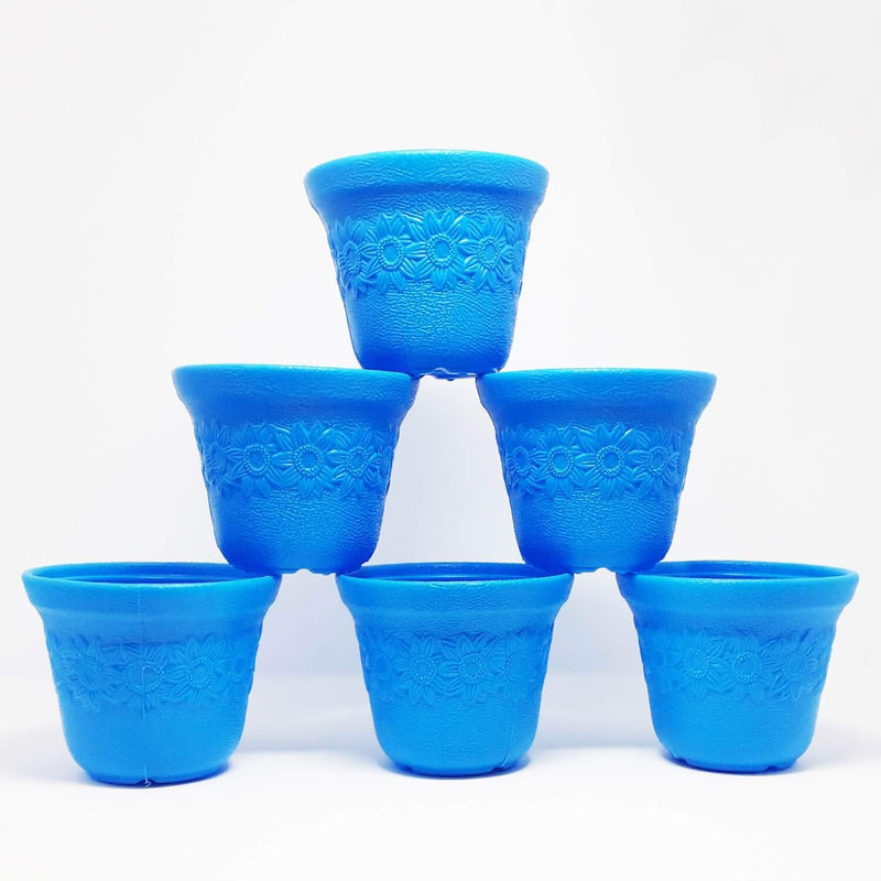 Sunflower Planter 12 Inch Round Pot (Pack of 5 Pots Sky Blue) By Plantogallery