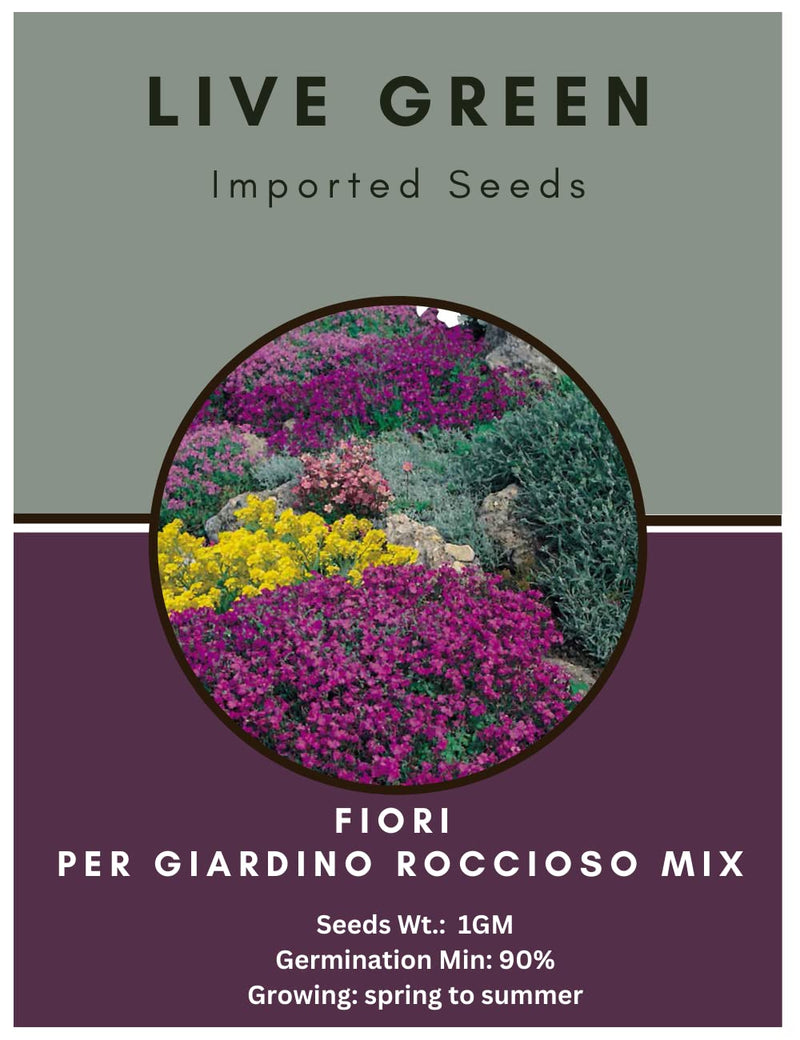 Live Green Imported Seeds - Fiori Per Giardino Roccioso Mix Flower Seeds New Varieties Collections for Summer Gardening - Pack of 1gm Seeds