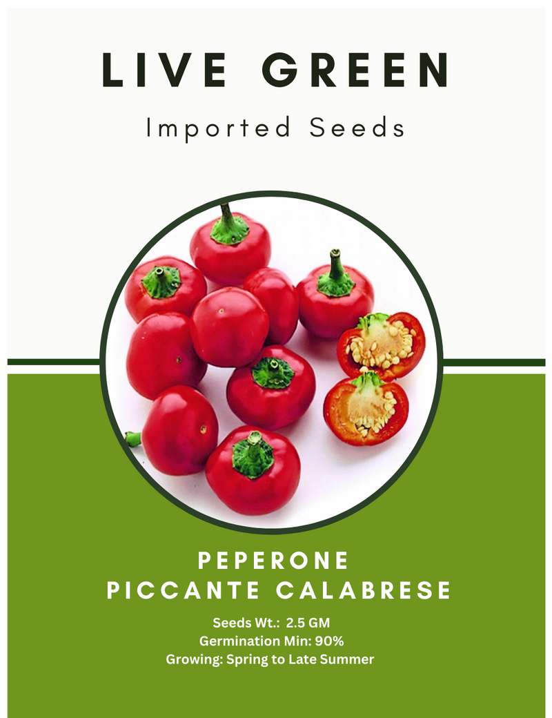 Live Green Imported Seeds - Peperone Piccante Calabrese Capricum Small Vegetable Seeds- Pack of 2.5gm Seeds