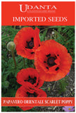 Udanta Imported Flower Seeds - Papavero Orientale Scarlet Poppy Flower Seeds - Qty 1.5Gm (Orange)