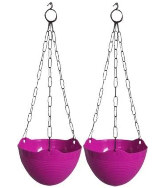 Flora Basket Marvel Hanging Pot 9 Inch With Chain (Pack of 5 Pot Pink) By Plantogallery