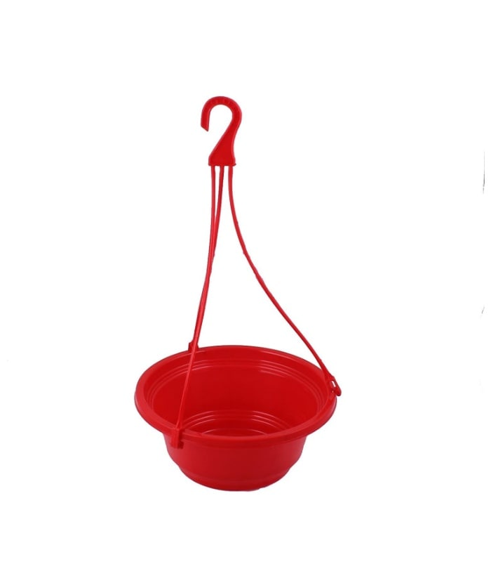 Karishma Basket Hanging Pot 11 Inch With Stick (Pack of 5 Pots Red) By Plantogallery