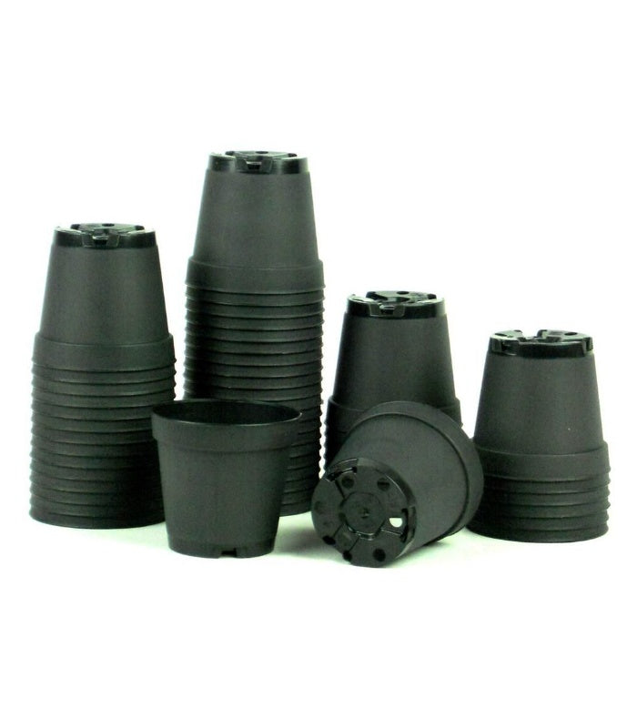 Plastic Round Nursery Pot 6 Inch (Pack of 5 Pots Black) By Plantogallery