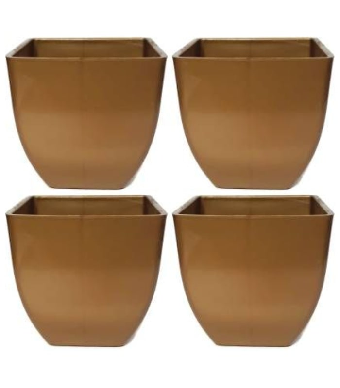 Pearl Pot 5 Inch Square Pots (Pack of 5 Pots Brown)  By Plantogallery