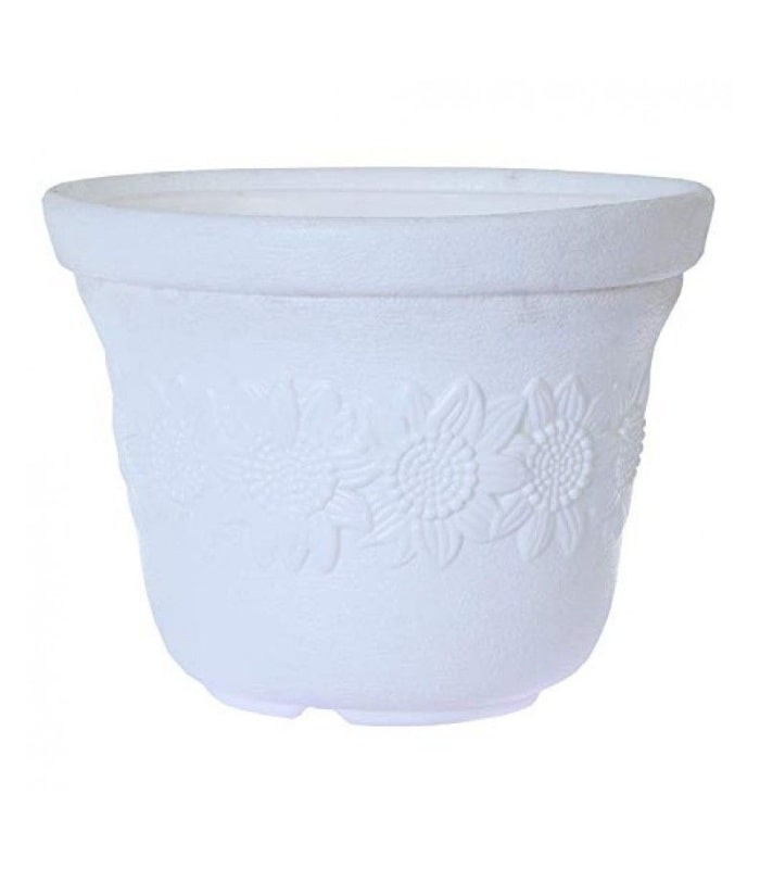Sunflower Planter 12 Inch Round Pot (Pack of 5 Pots White) By Plantogallery