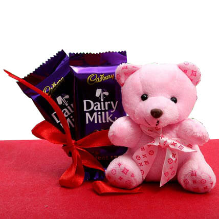 Teddy Bear with Cadbury Dairy milk I Christmas Gift By Plantogallery