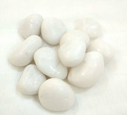 Polished White Stone, Granite Pebbles Decorative Stone 900 gm By Plantogallery